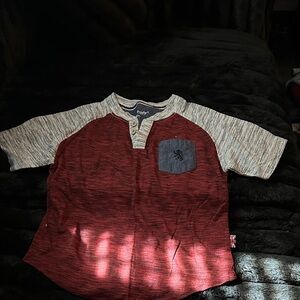 Cat & Jack Red and Gray Short Sleeve Henley
